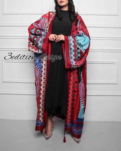 3 Edition Design  - Bisht 8 - fabric Cotton 80%Polyester 20% Width is approximately 34 inches
The length is approximately 54 inches