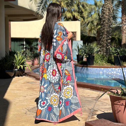 3 Edition Design  - Bisht 21 - fabric Cotton 80%Polyester 20% Width is approximately 34 inches
The length is approximately 54 inches