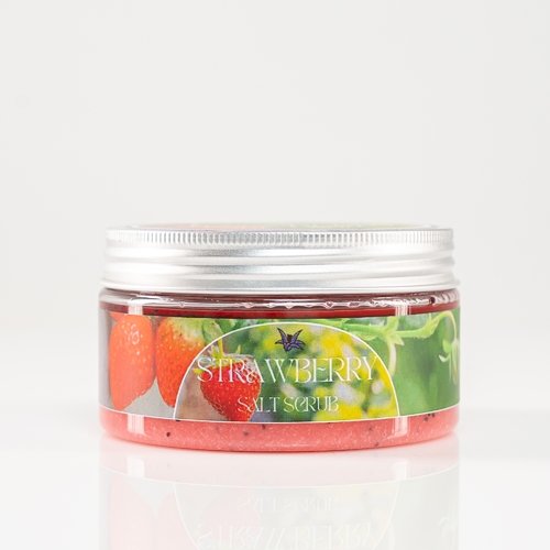 Strawberry Salt Scrub - Salt Scrub It contains sea salt, glycerin, aloe vera juice, sweet almond oil A very effective exfoliator for the skin, softening it and removing dead skin cells, stimulating blood circulation and making it more durable