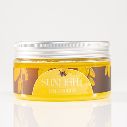 Bletilla  - Sunlight Salt Scrub - Salt Scrub It contains sea salt, glycerin, aloe vera juice, sweet almond oil A very effective exfoliator for the skin, softening it and removing dead skin cells, stimulating blood circulation and making it more durable