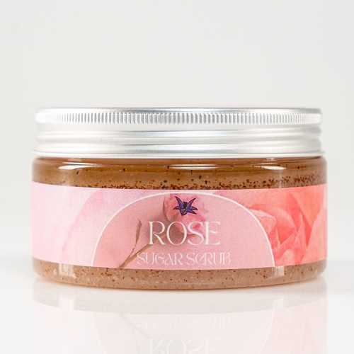 Rose Sugar Scrub - Sugar scrub Contains sugar, glycerin, aloe vera juice, and sweet almond oil. A gentle skin exfoliator that helps remove daily dirt and dead skin cells improves skin tone, moisturizes skin and prevents dryness, treats sun damage and skin ageing, and improves blood flow to the surface of the skin.