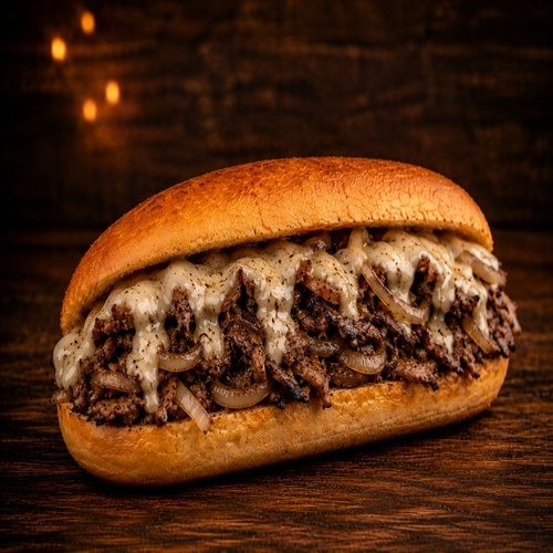 Smoked lamb Philly Steak Sandwich