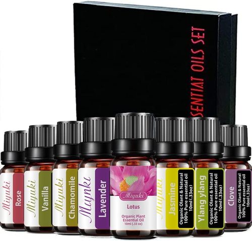 8 10ml Pure Essential Oils Set - Lavender,Rose,Chamomile,Lily,Ylang Ylang,Jasmine,Lotus,Vanilla Essential Oil,8 Pack*10ml