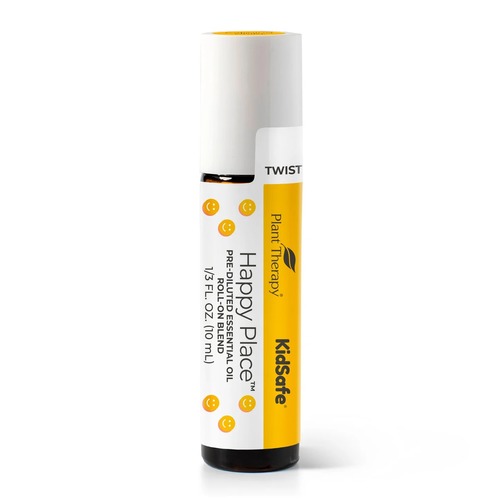 Happy Place KidSafe Pre-Diluted Roll-On - Encourages feeling of calm Promotes a tranquil atmosphere Uplifting & balancingHappy Place was formulated with both children and adults in mind. Going through stress is a common experience today, going to a “happy place” can help encourage some much-needed feelings of calmness and tranquility. This soothing blend of herbal, floral, and citrus essential oils may help ease physical responses that may result from stress, such as agitation, restlessness, poor focus, and repetitive behaviors. Happy Place offers the uplifting benefits of Bergamot, the calming properties of Lavender and Roman Chamomile, along with the balancing properties of Frankincense Carteri, Patchouli, Vetiver, and Clary Sage.