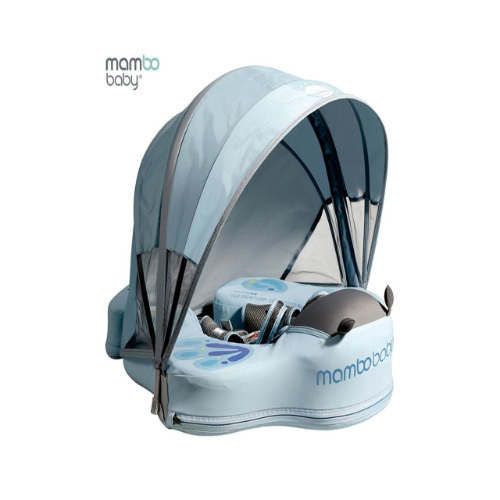 Mambo Baby Chest Float with Canopy & Tail - Butterfly ( 3 months - 2 yrs) - Blue - Mambo Baby float - Air Free , No leakage - Comes with Canopy to protect from Sun heat & UV light. It also comes with Tail for more balance , prevents flipping and can be used as leg rest to keep baby in sleeping position when needed, protection 360 degrees. Has safety belt , used in two methods ( Back & front ). Canopy & tail are detachable.
Made out of pear-foam material ( Patented ) and water proof cover. Best used from 3 months up to 2 years.