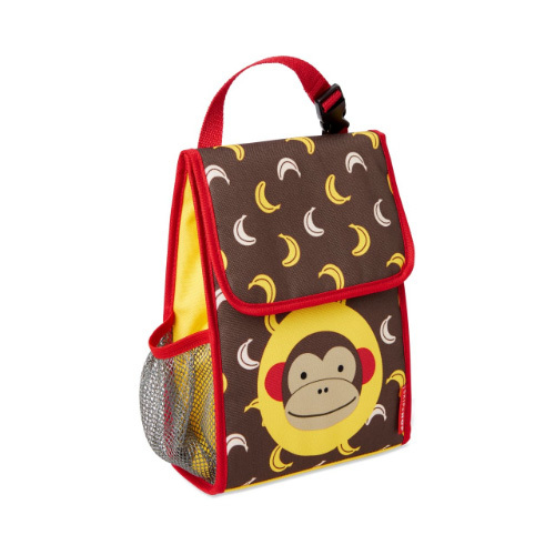 Skip Hop Zoo Lunch Bag - Monkey - Features: - Roomy, insulated lunch bag keeps food and drinks cold - Large main compartment holds sandwiches, snacks and more - Mesh side bottle pocket - Interior pocket holds your utensils, ice pack and more - Flap closure with hook-and-loop fastening - Clip-on carrying handle - Write-on nametag inside Specifications: Usage: from 3 years Product dimensions: 18 x 11 x24 cm