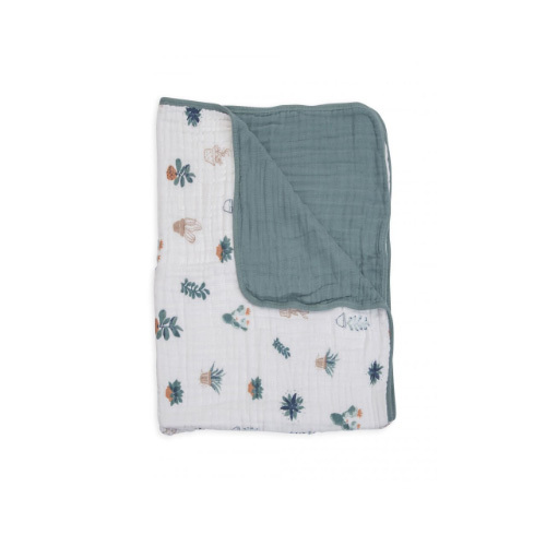 Little Unicorn - Cotton Muslin Quilt - Prickle Pots - Made for nap time, playtime or anytime, this machine washable quilt is a versatile everyday essential. Featuring four breathable layers and crafted with playful hand-painted prints, it's as durable as it is cozy. 4-layers of 100% cotton muslin Large 47