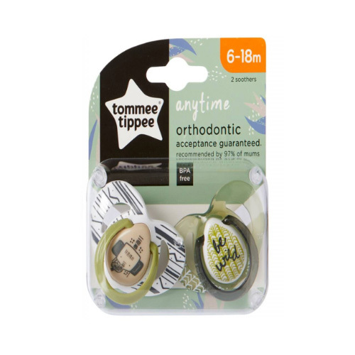 Tommee Tippee CTN Anytime Soother, Pack of 2 - 6-18 Months - Wild Elephant - Specially designed to gently expand across the roof of the mouth To support the natural shape of the palate Promotes safe and healthy oral development Designed by a leading pediatric dentist Truly orthodontic silicone teat for natural fit Promote safe and healthy oral development BPA Free