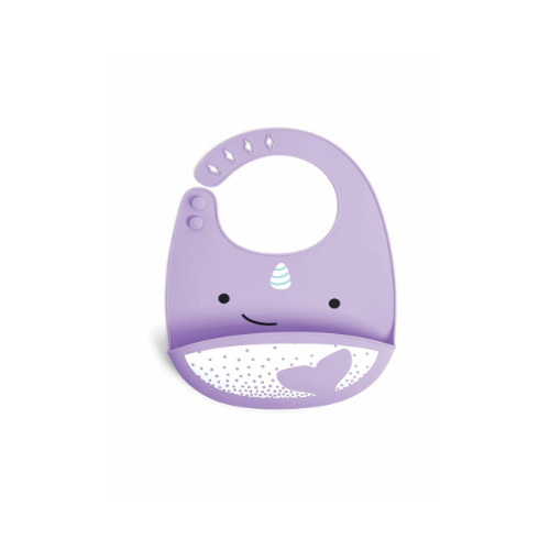 Skip Hop - Zoo Fold & Go Silicone Bib - Narwhal - Most baby and toddler bibs get quickly stained and contribute to your laundry pile. Our Zoo Fold & Go Silicone Bib easily wipes down for quick cleanup. You can even pop it in the dishwasher! With a deep pocket to catch crumbs, it’s made of food-safe silicone and has an adjustable neck strap for baby’s comfort.