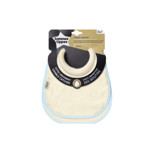 Tommee Tippee Closer to Nature Milk Feeding Bib X 2 - Cream - Unique dribble catcher soaks up the slightest leaks or spills and helps prevent rashes Super soft absorbent fabric Easy wash Easy velcro fastening