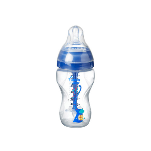 Tommee Tippee Advanced Anti-Colic Feeding Bottle, 260ml x1 - Blue - The unique anti-colic venting system on our Advanced Anti-Colic bottle draws air away from milk, meaning 80