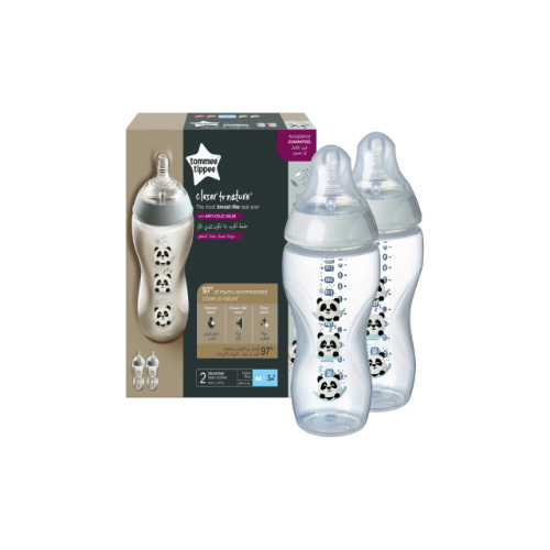 Tommee Tippee Closer to Nature Feeding Bottle, 340ml x 2 - Panda - With Closer to Nature Bottles, switching between breast and bottle feeding becomes easier than ever before. We’ve designed the unique, easy-latch-on teat shape with breastfeeding experts to mimic the natural flex, stretch and movement of a mum’s breast. Together with the bottle’s super-sensitive valve, this encourages your baby’s intuitive feeding action for comfortable, relaxed feeding.