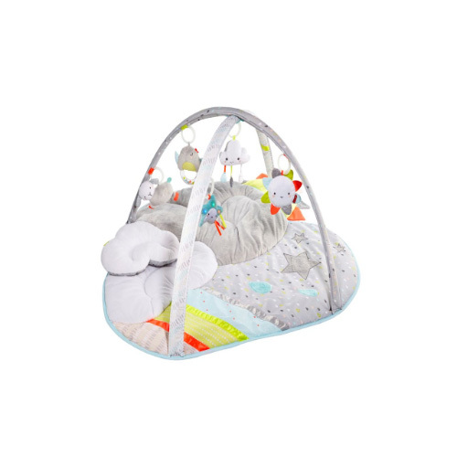 Skip Hop Silver Lining Cloud Activity Gym - Features: - Developmental activities include: musical sheep, light-up star, cloud squeaker, bird rattle and baby-safe sunshine mirror - Sheep plays “You are my sunshine” - Star features colorful LED lights - Oversize mat offers cushiony comfort and multiple textures for sensory development - Includes cloud-shaped tummy time pillow with a plush minky surface on one side and a fun print on the other Specifications: - Usage: from birth - Product dimensions: 104 x 86 x 51 cm