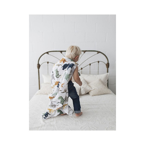 Little Unicorn - Cotton Muslin Single Swaddle - Dino Friends