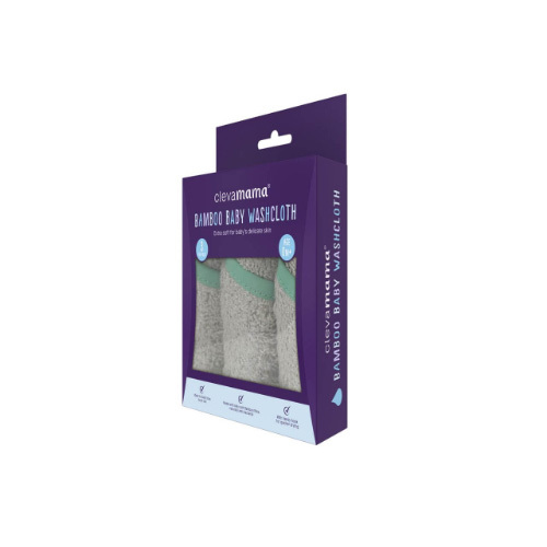 Clevamama - Bamboo Baby Washcloth - Soft Grey