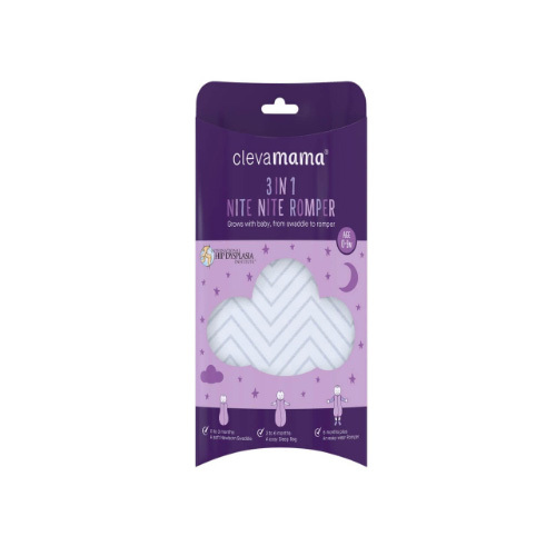 Clevamama - 3 in 1 Nite Nite Romper - Soft Grey ( 0-9 months)