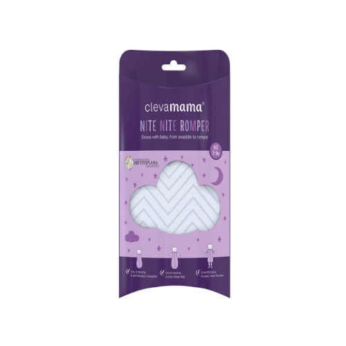 Clevamama - 3 in 1 Nite Nite Romper - Soft Grey ( 0-9 months)