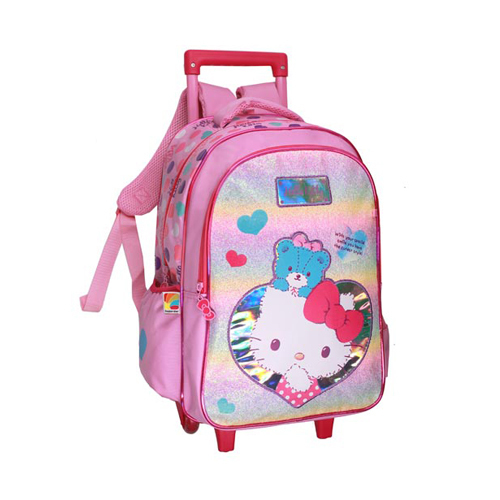 School bag - Hello kitty trolly School bag Comfotable to carry Easy to use Size-17 inch