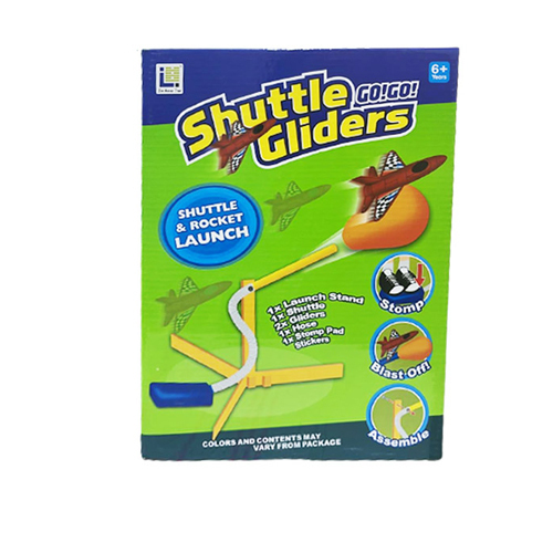 2150/Shuttle Gliders - Shuttle & rocket launch 1x launch stand , 1x shuttle , 1x hose , 1xstomp pad stickers , 2xgliders Colors and contents may differ from the picture Age : +3 years