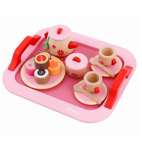 1542/Tea table - Wooden Tea table Includes tea pot and cake set Size- 23x26 cm