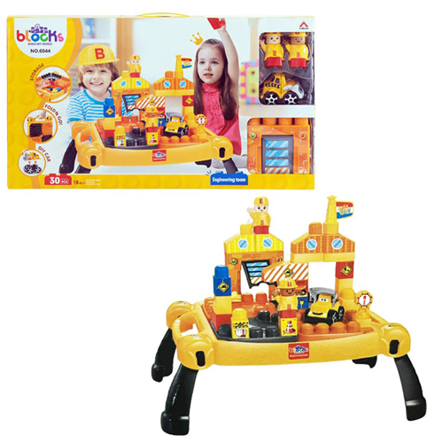 6944/Blocks Table - Engineering Blocks Table 30pcs Storage , fold'n go , diy car 57.5 x 39 x 22.8cm Age : +3 years