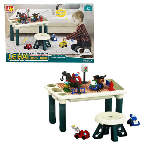 6314/Block Table - 77 pcs Learning desktop , dining table , storage function Age : +3 years