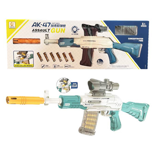 825/Assault Gun - Rifle x10 Eva bullets - x6 bullet casings - x1 aiming device Age : +3 years