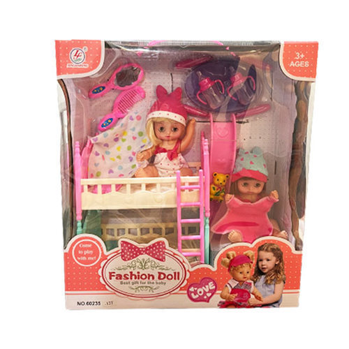 60235-13t/Doll Set - Doll with bunk bed Includes 2 mini dolls with accessories  Age : +3 years