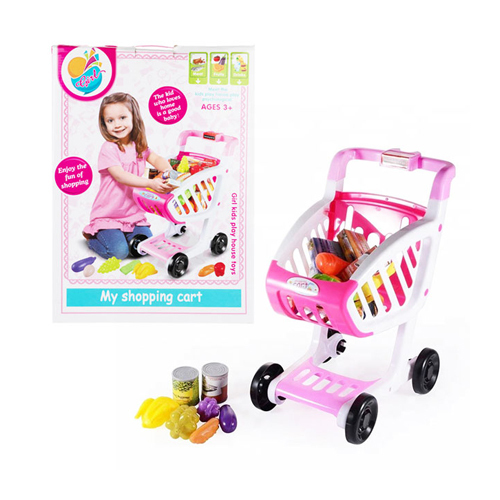 Shopping Cart-17002 - The shape of the shopping cart is easy to handle and grip, it’s durable, and large wheels roll smoothly, safe for childrenAge:  +3 years