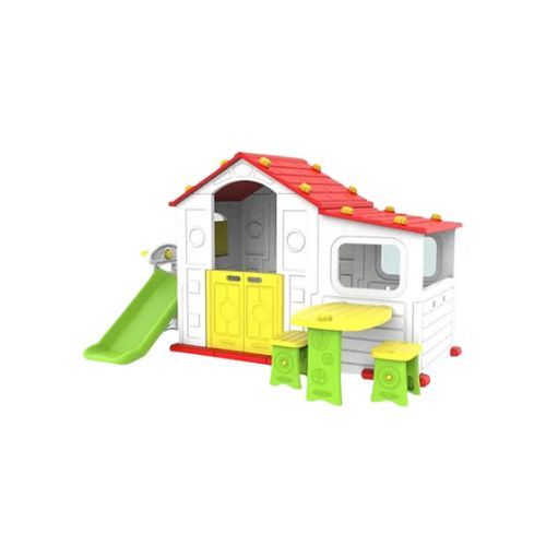 CHD-508W/PLAYHOUSE WITH SLIDE - TOMO BIG HOUSE WHITE WITH 3 PLAY ACTIVITIES  FOR 3+ AGES 239*145*128 cm