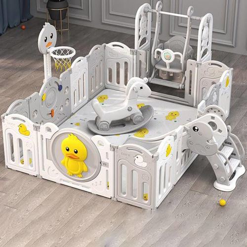 BBZ-W003-9/Baby Playpen - Baby Playpen Plastic Fences Size:160 * 200cm Fence with swing , slide , basketball hoop and horse Age : +2 years