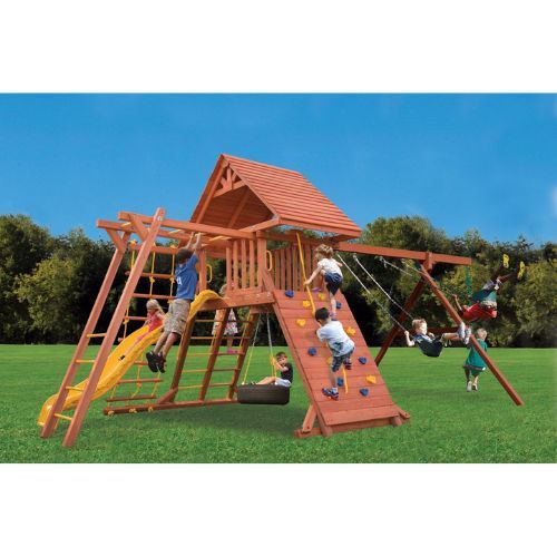 BABY PLAYGROUND - WITH WOOD ROOF PLAYSET WITH MONKEY BAR SIZE: L370*W690*H345 CM