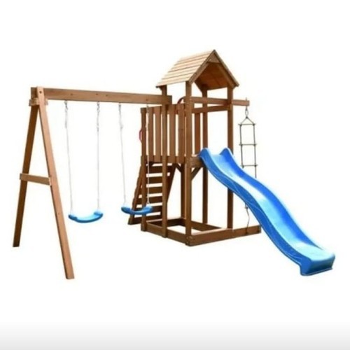 Happy Kids  - swing and slide set/PL-627 - Swing and slide set for kids with climbing hanging ladder. Size: 377x337x267cm