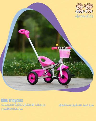 JH-178 / TRICYCLE - KIDS TRICYCLE WITH PUSHBAR NO SAFETY BELT FOR 2+ AGES