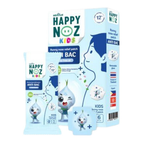 HAPPY NOZ ANTI BAC - Made from 100% concentrated organic herbal essential oils, certified by USDA.– Tea tree oil: Helps alleviate inflammation and bacterial infections.– Special Red Onion oil, a special variety, helps alleviate cold symptoms, nasal congestion, and runny nose.– Lavender oil: Helps relax and promotes restful sleep.– Peppermint oil: Helps alleviate allergies, nasal congestion, and runny nose.– Eucalyptus oil: Helps breathe freely and feel refreshed
