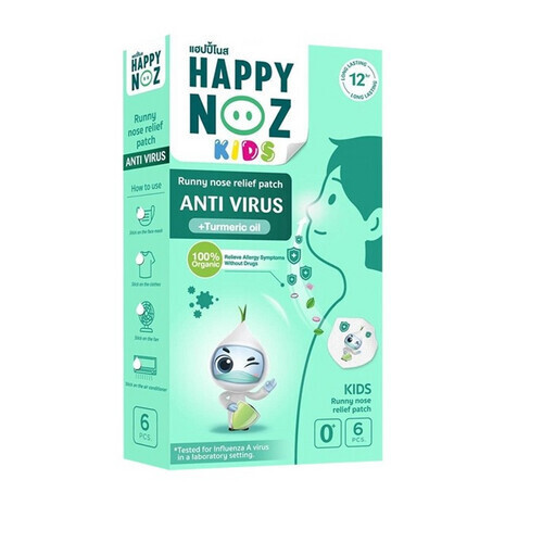 Happy Noz ANTI VIRUS - Happy Noz Kids Anti Formula Patches is a product designed to relieve coughs in children. Expand the airways, and improve breathing comfort.Balance the immune system and virus protection.Special sticker glue is strong, easy to peel, and cleanly removableEasy to use, Stick on your clothes, fan, or air conditioner.100% organic and natural.Mildly scented.