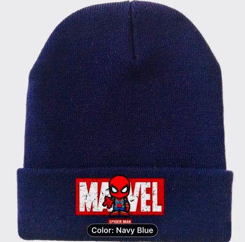 MARVEL BEANIE HAT - MARVEL LOGO BEANIE HAT ADJUSTABLE STRECH FIT WIT ICONIC MARVEL EMBLEM UNISEX FOR WINTER FOR 3+ AGES