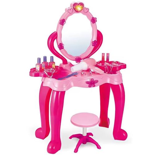 DRESSING TABLE-661-31 - GIRLS DRESSING TABLE TOY  PINK DRESSER TOYS TABLE STOOL PLAY SET WITH LIGHT AND MUSIC FOR GIRL FOR 3+ AGES