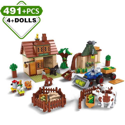 هابي كيدز  - بازل المزرعة - Farmers Puzzle  491 Pc and 4 dolls Age 4+