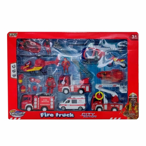 VS0228/FIRE TRUCK - LIGHT AND SOUND  PUSH HER WITH LIGHT AND SOUNDS  COLORS CONTENTS MAY VARY FROM ILLUSTRATIONS FOR 3+ AGES