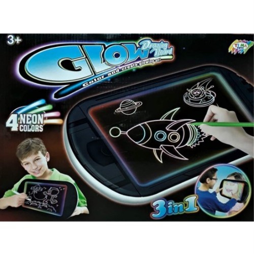 GLOW DRAWING BOARD-VS0889 - LUMINOUS DRAWING BOARD SPACESHIP FOR 3+ AGES