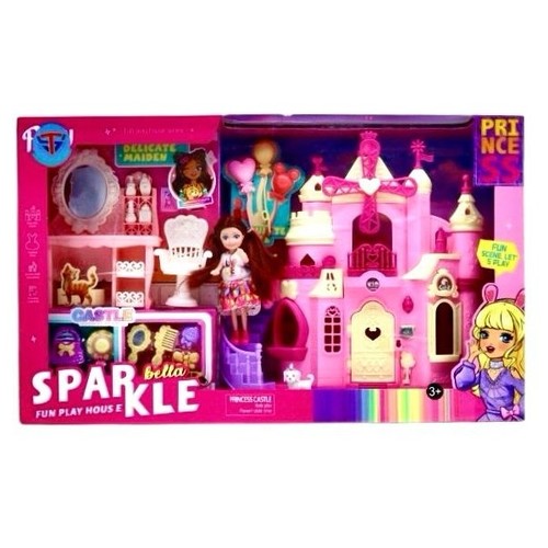 DOLL PLAYHOUSE-VS0943 - DOLL SPARKLE CASTLE FOR 3+ AGES