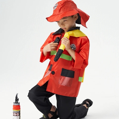 FIREMAN RED BLACK COSTUME-D10/YW24097