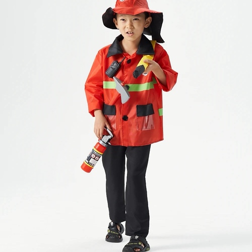 FIREMAN RED BLACK COSTUME-D10/YW24097