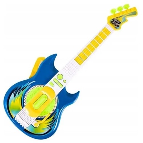 GUITAR/819-30(VA195866) - 2 play mode. 2 rock style demo songs. 8 guitar cord keys. string barwith sound effect jam inconnection microphone sing a song for 3+ ages