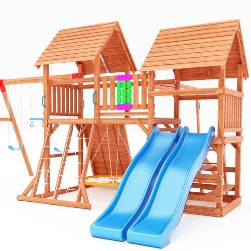 SWING AND SLIDE SET/PL-161 - SWING SET WITH SLIDE