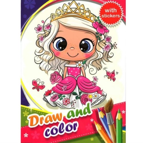 COLORING BOOK-HK24619 - COLORING BOOK DRAW AND COLOR WITH STICKERS
