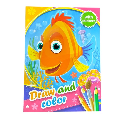 COLORING BOOK-HK24619 - DRAW AND COLOR WITH STICKERS