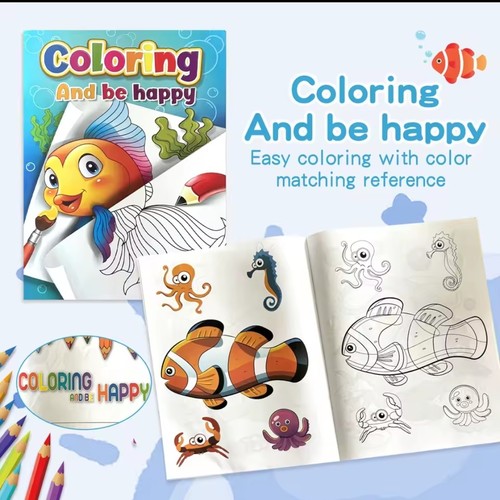 COLORING BOOK-HK24614 - Colorful Animal Patterns, Learn While Drawing, Happy Growth
