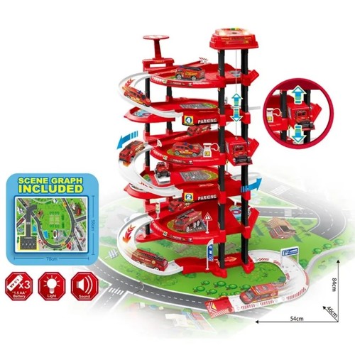 PARKING GARAGE-VS2219 - 5-STOREY FIRE LIFT PARKING WITH 2 ALLOY CARS FOR 3+ AGES